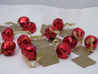 PIER 1 RED JINGLE BELLS GIFT TAGS ORNAMENT 12 PC LOT NW  