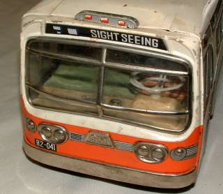 1960s HUGE TIN FRICTION BUS 18 INCHES LONG  