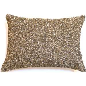  Ice Crush Sequin Beaded Pillow 12 x 16 Antique Gold 
