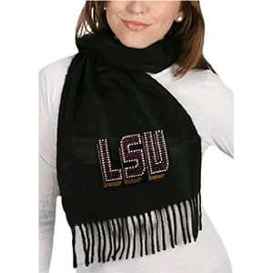 Louisiana State University Light Cashmere Scarf with Crystal Team Logo 