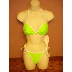  Florescent Green Solid Two Piece Bikini Size Small Beauty