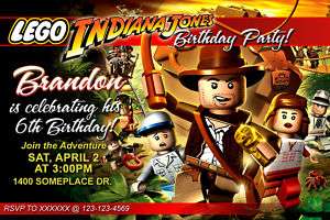 LEGO INDIANA JONES BIRTHDAY INVITATIONS INVITES  