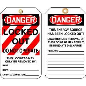 LOCKED OUT DO NOT OPERATE Tags PF Cardstock (5 7/8 x 3 1/8)   1 Pack 