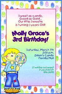 Girls Candyland Party Invitations~Sweet Shoppe  