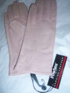 Ladies Fownes Pink Leather Gloves,Large  