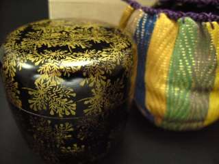  antique lacquer Wooden Tea caddy Natsume with shifuku and wooden box