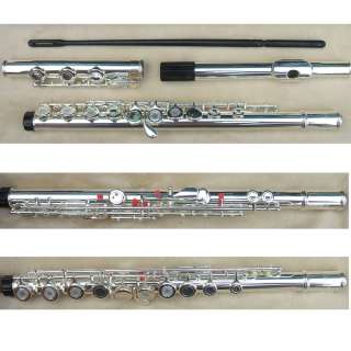 17 opened holes flute c key silver plated  