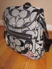COACH Kyra Daisy Black Gray Signature Backpack Bag Tote Diaper Purse 