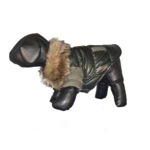  Pet Life 7DG Ultra Fur Collar Dog Jacket in Dark Green 