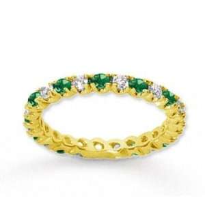  3/4 Carat Emerald and Diamond 14k Yellow Gold Eternity 