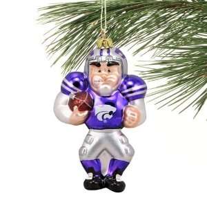  Kansas State Wildcats Angry Football Player Glass Ornament 