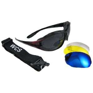  Red Interchangeable Motorcycle Riding Glasses 4 Lenses 