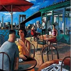  Didier Louren?o 32W by 32H  Caf? by the River CANVAS 