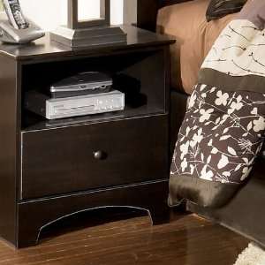  Contemporary Kendi Nightstand in Deep Brown Finish