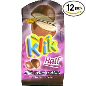 Klik Chocolate, Half Milk Creme Truffles, 2.46 Ounce Bags (Pack of 12 