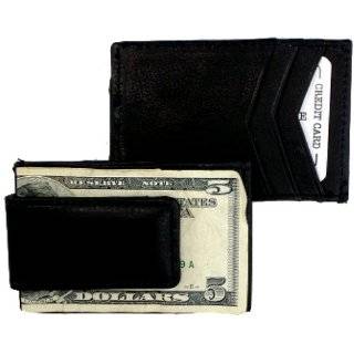 Leather Money Clip & Credit Card Holder   Style 1010R Black by Marshal