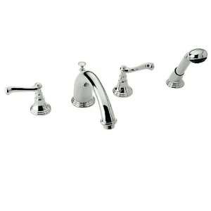  Classic Roman Tub Set with Hand Shower, Curved Levers, Platinum Nickel