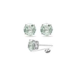  3.18 Cts Green Amethyst Stud Earrings in Platinum Jewelry