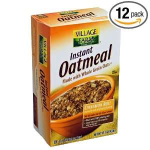 Sturms Village Farm Instant Oatmeal, Cinnamon Roll 10 Count, 15.14 