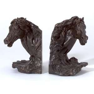   STALLION HORSE HEAD PAIR HEADS BOOK ENDS TWO BOOKENDS