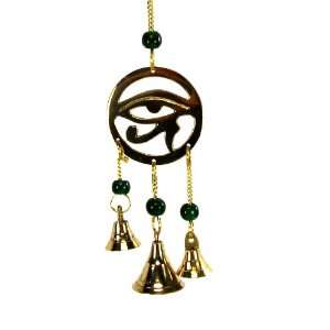 Egyptian Eye of Horus Wind Chime with 3 Bells and Colored Beads, Solid 