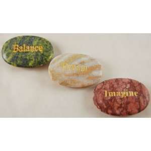  Set of 3 Marble Energy Stones Balance, Dream, Imagine 