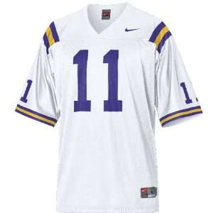  LSU Tigers #11 College Football Jersey by Nike White 