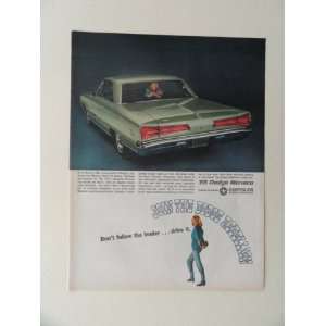  Dodge Monaco. full page print ad(green car/woman.) original vintage 