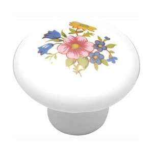    1 3/8 Dia Porcelain w/ Flower Bouquet Knob