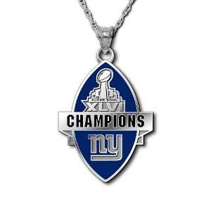 New York Giants Super Bowl XLVI Champs Sterling Silver Necklace with 