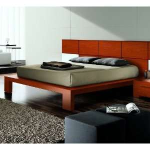 California King Bed w/ Wood Panels by Yuman Mod   Cherry Wood (53359 