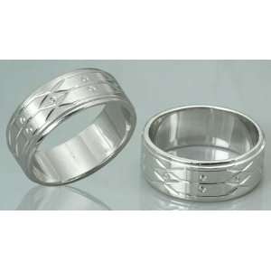  Laser Cut Thick Band Ring Sterling Silver Rhodium Finish 