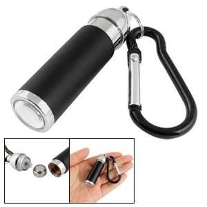  Mini 1 White LED Flashlight Black Carabiner Keychain