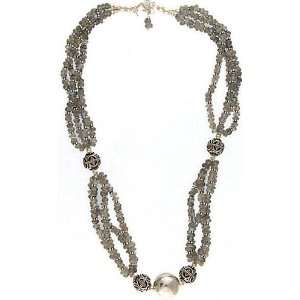   Faceted Labradorite Beaded Necklace   Sterling Silver 