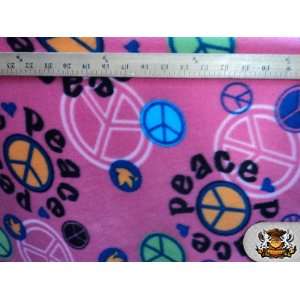  Fleece Printed MISC *PINK PEACE* Fabric By the Yard 