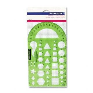 Staedtler Template, Geometric Shapes / Symbols, Protractor, Inch Scale 