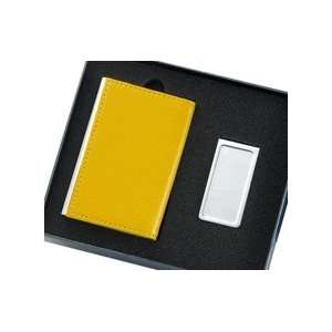  Free Personalized Yellow Leatherette Metal Card Case Money Clip 