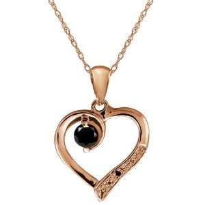   Diamond Gemstone 14k Rose Gold Heart Shape Pendant with Chain Jewelry