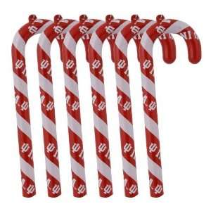  INDIANA HOOSIERS CANDY CANE CHRISTMAS ORNAMENTS SET (6 
