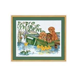  Puppies in Boat Counted Cross Stitch Kit Arts, Crafts 
