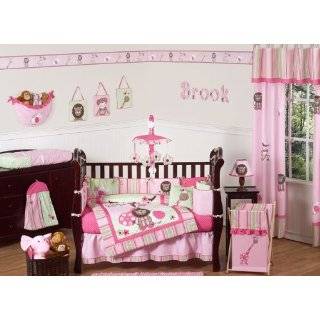 Pink and Green Girls Jungle Baby Bedding 9pc Crib Set