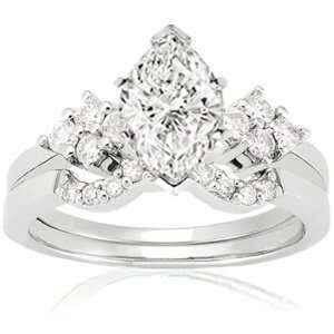  .65 Ct Marquise Cut Fleur Diamond Engagement Wedding Rings 