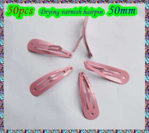 50 pcs Pink Snap Clip 50mm Craft Girl Hair Bow F15  