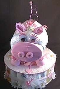 Pig Diaper Cake Piggybank Baby Shower Gift Centerpiece  