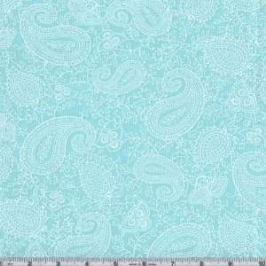  45 Wide Michael Miller Lacey Paisley Aqua Fabric By The 