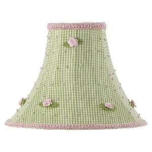  Green Check w/Pink Rosebud Medium Lamp Shade