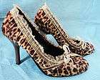 Wild Diva Womens Cheetah Print Faux Fur Ruffle Pumps, US SZ 9 