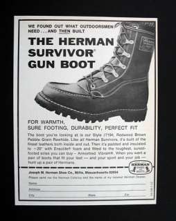 Herman Survivor Gun Boot boots 1971 print Ad  
