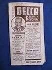 1939 Decca All Star Records Price List