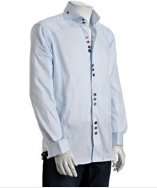 style #313367701 baby blue cotton jacquard Matis button front shirt
